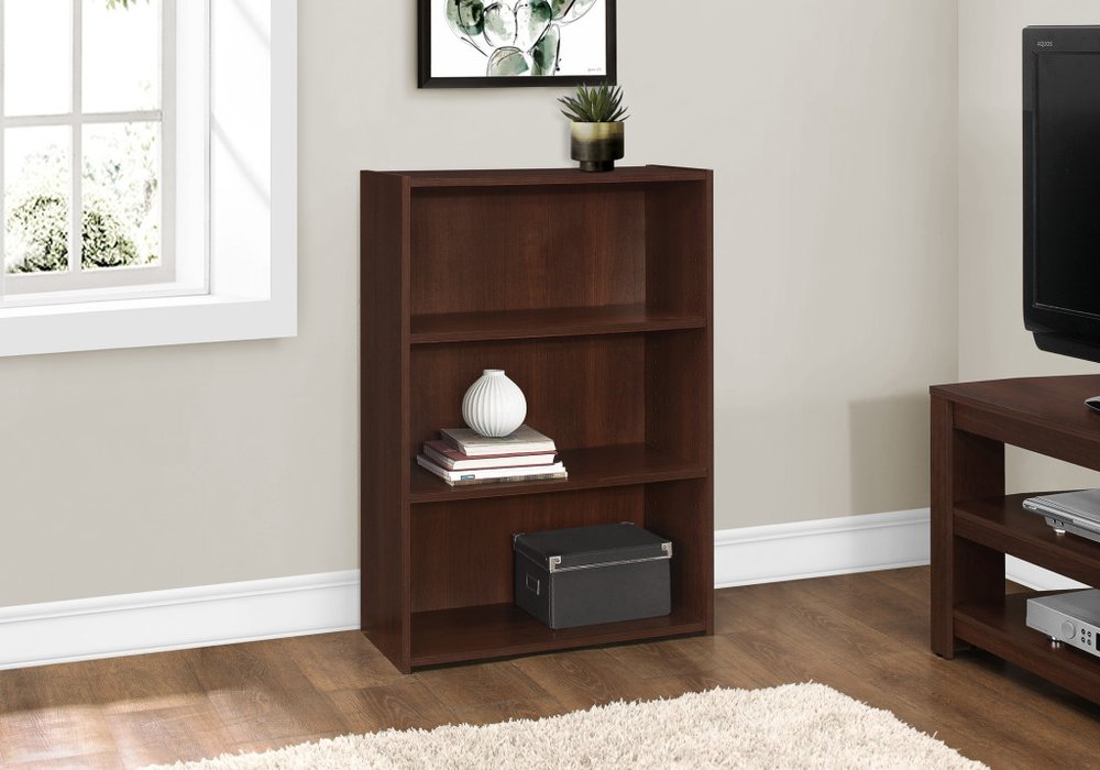 36" Brown Wood Adjustable Bookcase