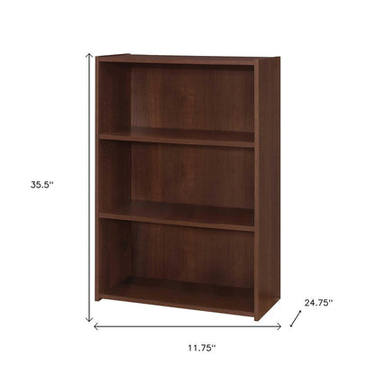 36" Brown Wood Adjustable Bookcase
