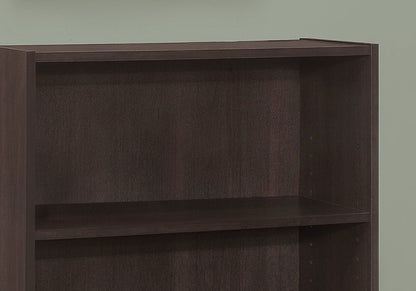 36" Espresso Wood Adjustable Three Tier Bookcase