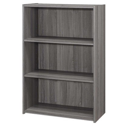 Gray Wood Adjustable Three Tier Bookcase