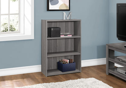 Gray Wood Adjustable Three Tier Bookcase