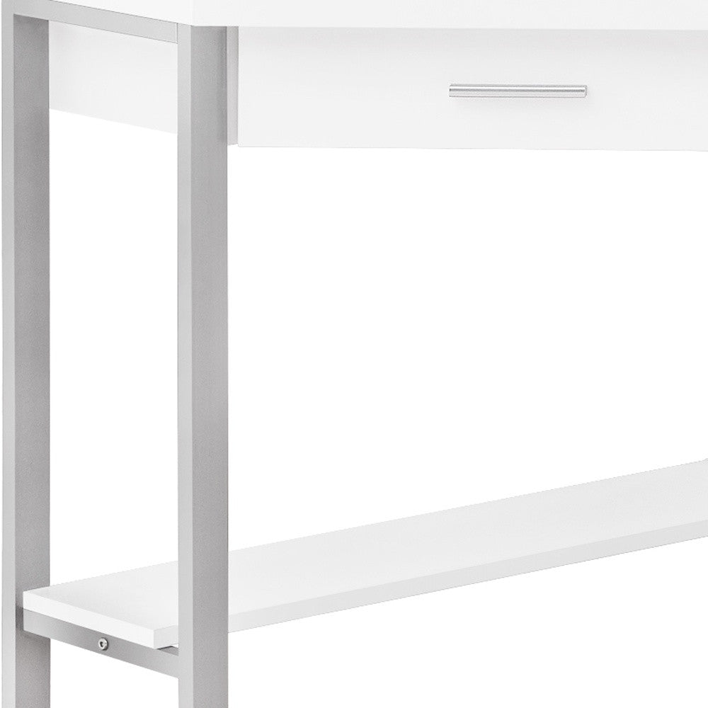 42" White and Silver Corner Computer Desk