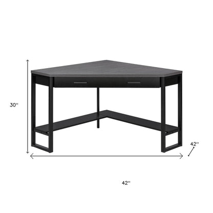 42" Gray and Black Corner Computer Desk