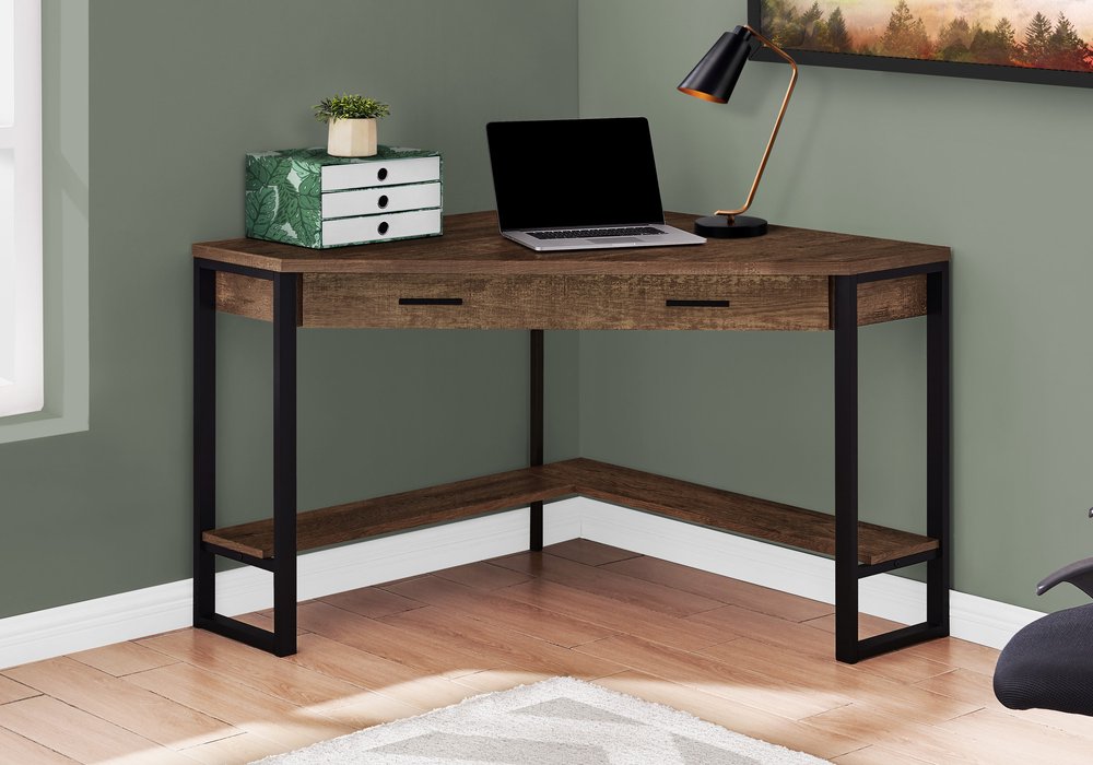 42" Brown and Black Corner Computer Desk