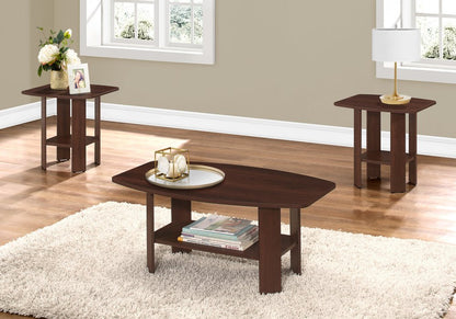 Set of Three 36" Dark Brown Coffee Table With Shelf