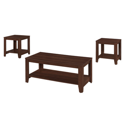 Set of Three 42" Brown Coffee Table With Shelf