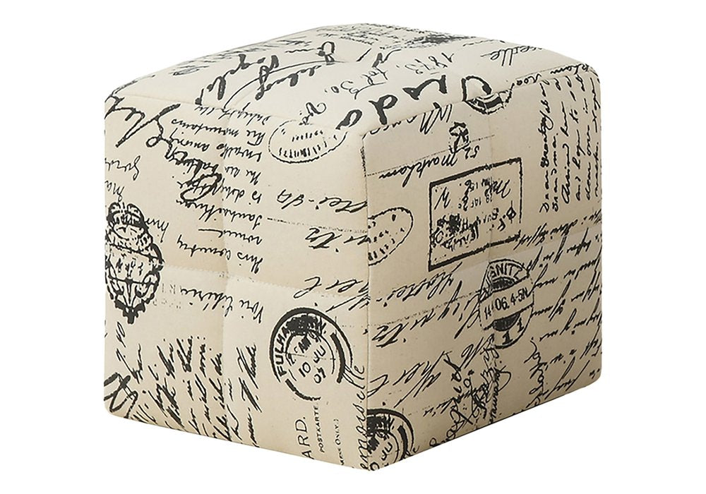 Set of Two Beige And Black Faux Leather Cube Ottoman