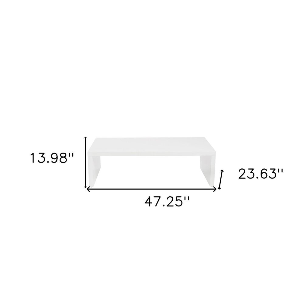 47" White Wood Sled Coffee Table