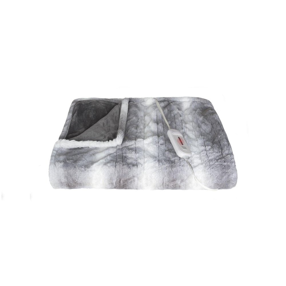 50" X 60" Gray And White Heated Electric Striped Throw Blanket