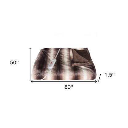 50" X 60" Brown And White Modern Contemporary Heated  Throw Blankets