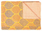 50" X 70" Orange Blue and Yellow Cotton Kantha Patchwork with Embroidery