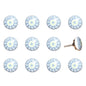 Set of Twelve White And Light Blue Metal And Ceramic Drawer Pull Knobs