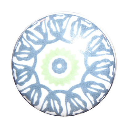 Set of Twelve White And Light Blue Metal And Ceramic Drawer Pull Knobs