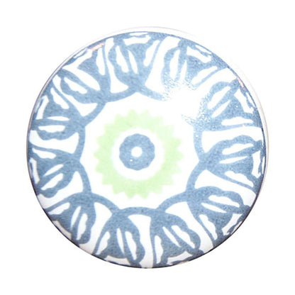 Set of Twelve White And Light Blue Metal And Ceramic Drawer Pull Knobs