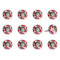Set of Twelve Red And White Ceramic Drawer Pull Knobs