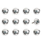 Set of Twelve Black And White Botanical Ceramic Drawer Pull Knobs