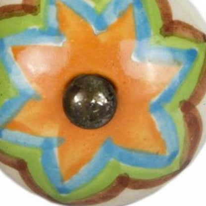 Set of Twelve Green And White Floral Ceramic Drawer Pull Knobs