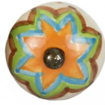 Set of Twelve Green And White Floral Ceramic Drawer Pull Knobs