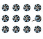 Set of Twelve Blue And Black Geometric Ceramic Drawer Pull Knobs