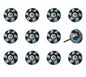 Set of Twelve Blue And Black Geometric Ceramic Drawer Pull Knobs