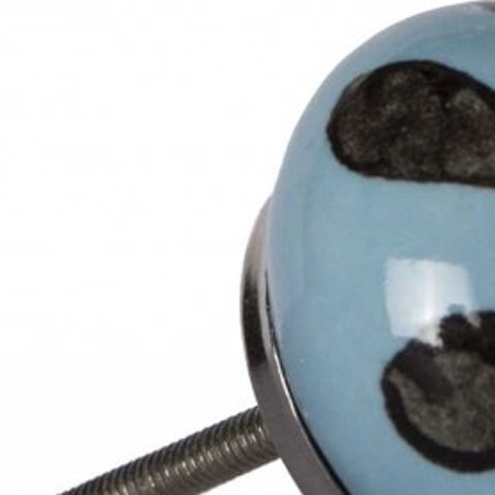 Set of Twelve Blue And Black Geometric Ceramic Drawer Pull Knobs
