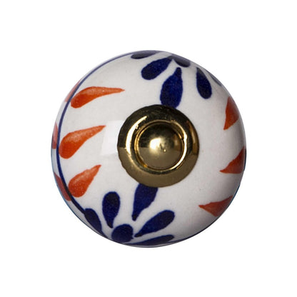 Set of Twelve Blue And White Floral Ceramic Drawer Pull Knobs