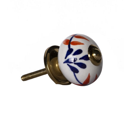 Set of Twelve Blue And White Floral Ceramic Drawer Pull Knobs