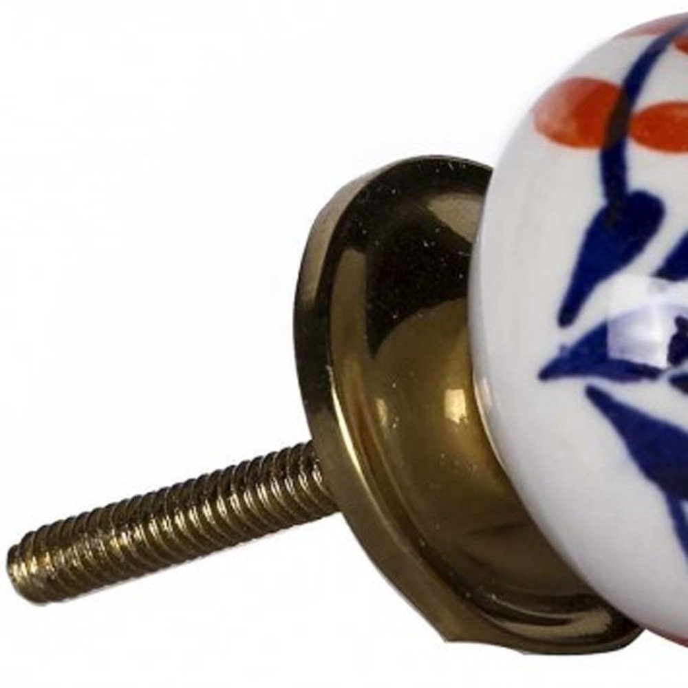 Set of Twelve Blue And White Floral Ceramic Drawer Pull Knobs