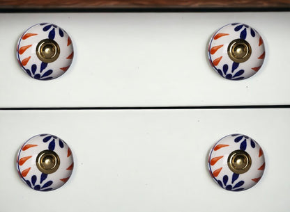 Set of Twelve Blue And White Floral Ceramic Drawer Pull Knobs
