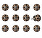 Set of Twelve Brown And Black Geometric Ceramic Drawer Pull Knobs