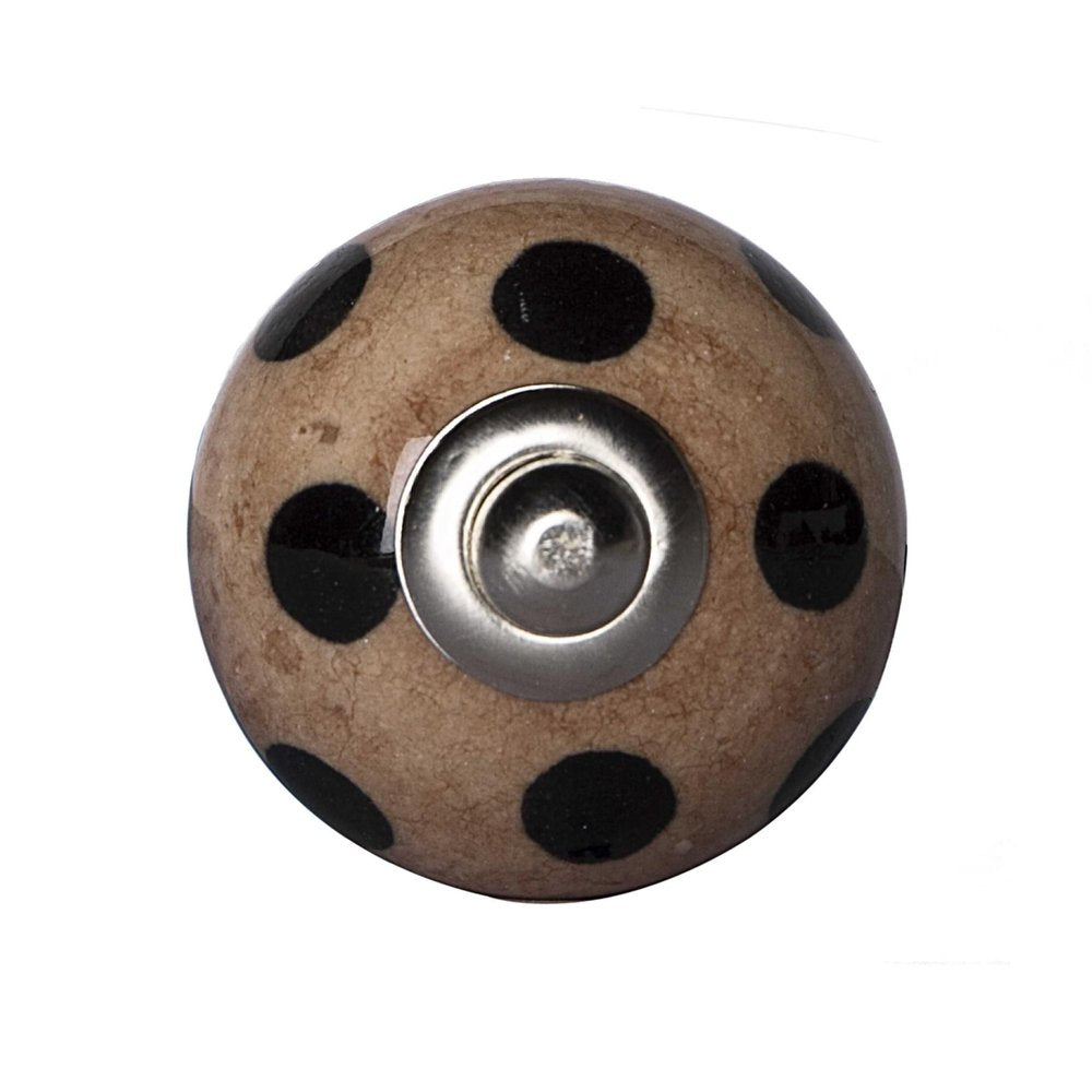 Set of Twelve Brown And Black Geometric Ceramic Drawer Pull Knobs