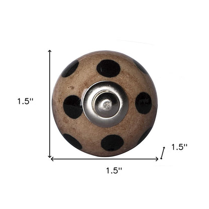 Set of Twelve Brown And Black Geometric Ceramic Drawer Pull Knobs
