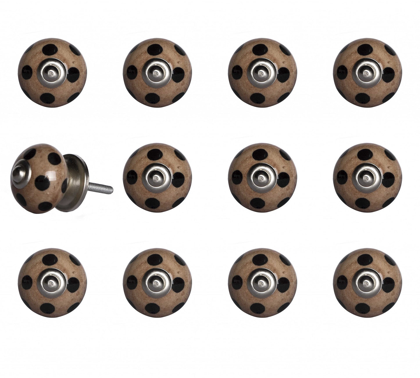 1.5" X 1.5" X 1.5" Ceramic Metal Brown Black 12 Pack Knob