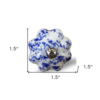 Set of Twelve Blue And White Ceramic Drawer Pull Knobs