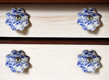 Set of Twelve Blue And White Ceramic Drawer Pull Knobs