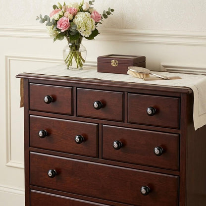 Set of Eight Black And Silver Ceramic Drawer Pull Knobs