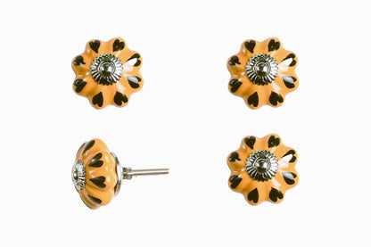 Set of Eight Yellow And Green Novelty Knob Ceramic Drawer Pull Knobs