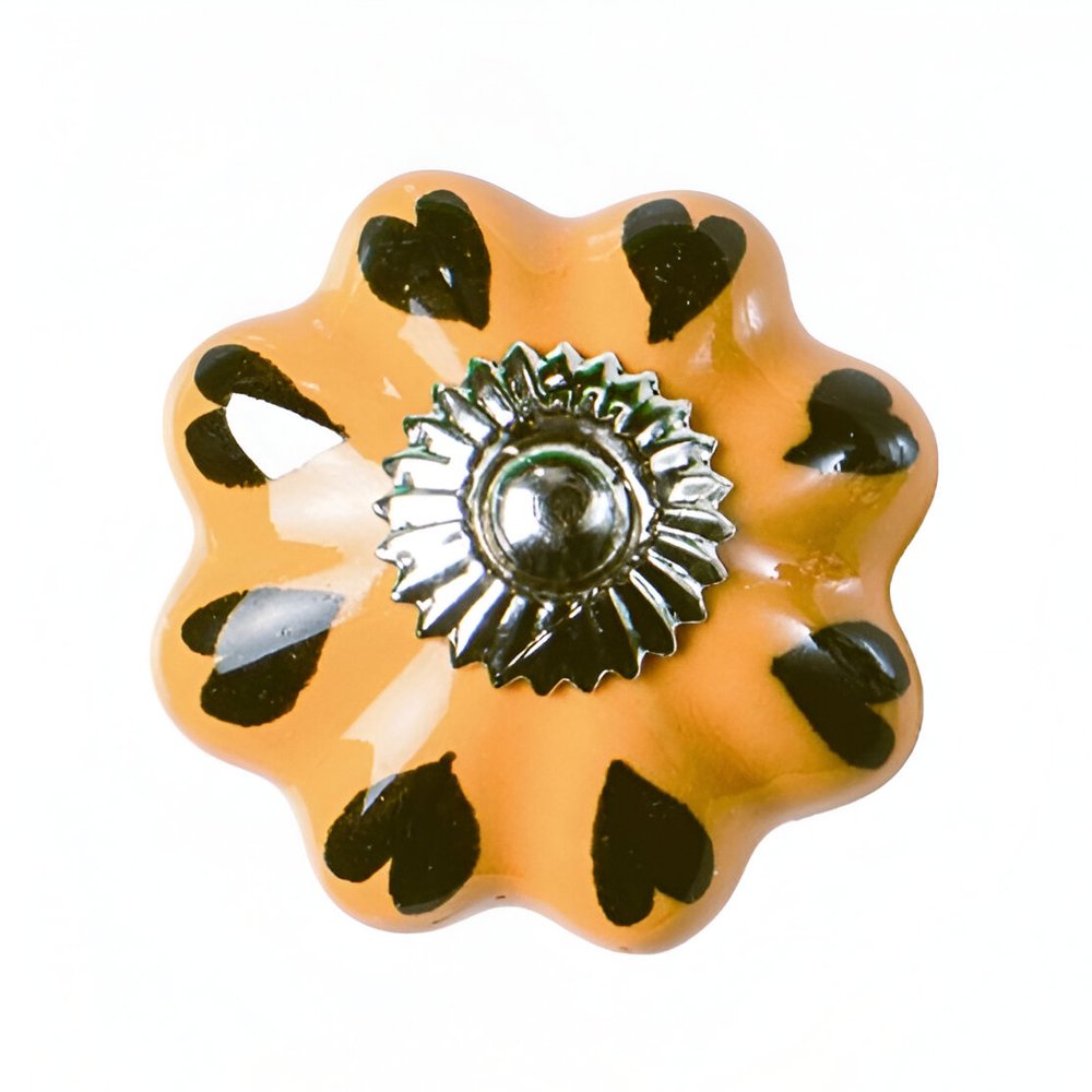 Set of Eight Yellow And Green Novelty Knob Ceramic Drawer Pull Knobs