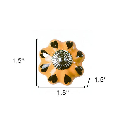 Set of Eight Yellow And Green Novelty Knob Ceramic Drawer Pull Knobs