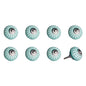 Set of Eight Turquoise And White Geometric Ceramic Drawer Pull Knobs