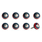 Set of Eight Navy Blue And Red Geometric Ceramic Drawer Pull Knobs