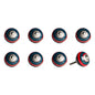 Set of Eight Navy Blue And Red Geometric Ceramic Drawer Pull Knobs