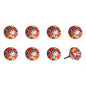 Set of Eight Orange And White Floral Ceramic Drawer Pull Knobs