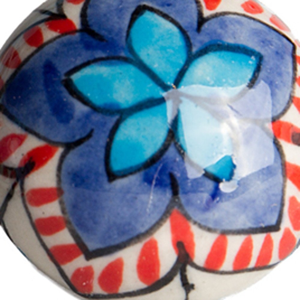 Set of Eight Blue And White Floral Ceramic Drawer Pull Knobs