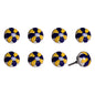 Set of Eight Blue And Yellow Floral Ceramic Drawer Pull Knobs