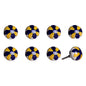 Set of Eight Blue And Yellow Floral Ceramic Drawer Pull Knobs