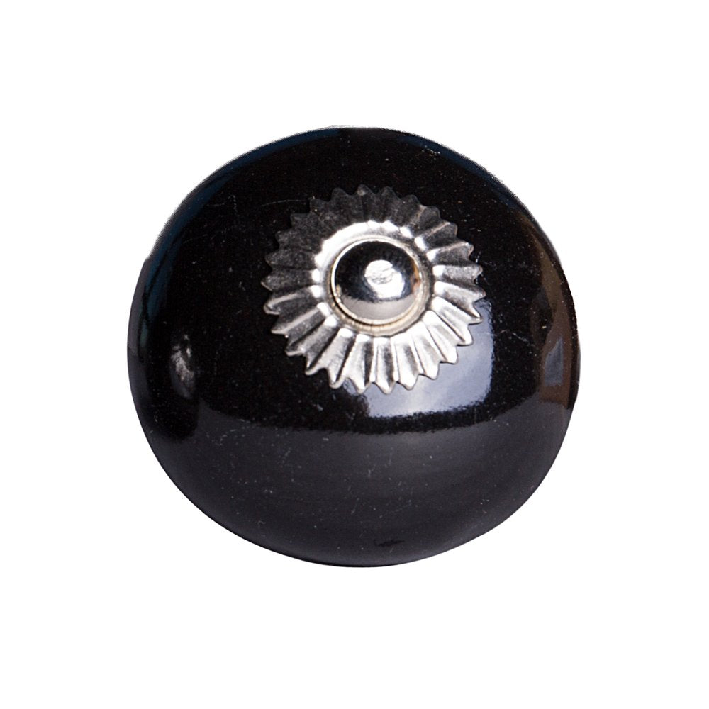 Set of Twelve Black Ceramic Drawer Pull Knobs