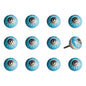 Set of Twelve Aqua White And Silver Geometric Ceramic Drawer Pull Knobs