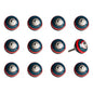 Set of Twelve Navy Blue And Red Geometric Ceramic Drawer Pull Knobs