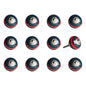 Set of Twelve Navy Blue And Red Geometric Ceramic Drawer Pull Knobs